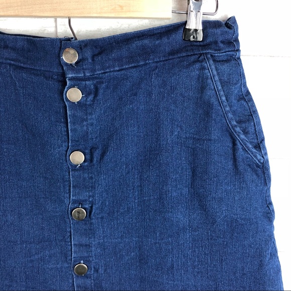 MILKYWAY Jean Button Down High Waisted Short Skirt - Picture 3 of 6